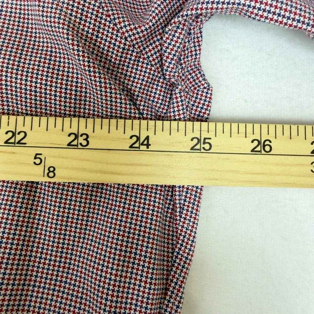 Polo Ralph Lauren Yarmouth Shirt Mens 16.5 42 Red Blue Micro Houndstooth Oxford